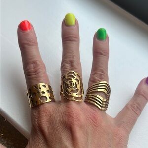 Women’s‎ Elegant Gold-Tone Stainless Steel Statement Rings Set